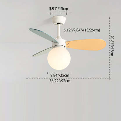 Nordic Wood Iron Acrylic Ball Fan Light