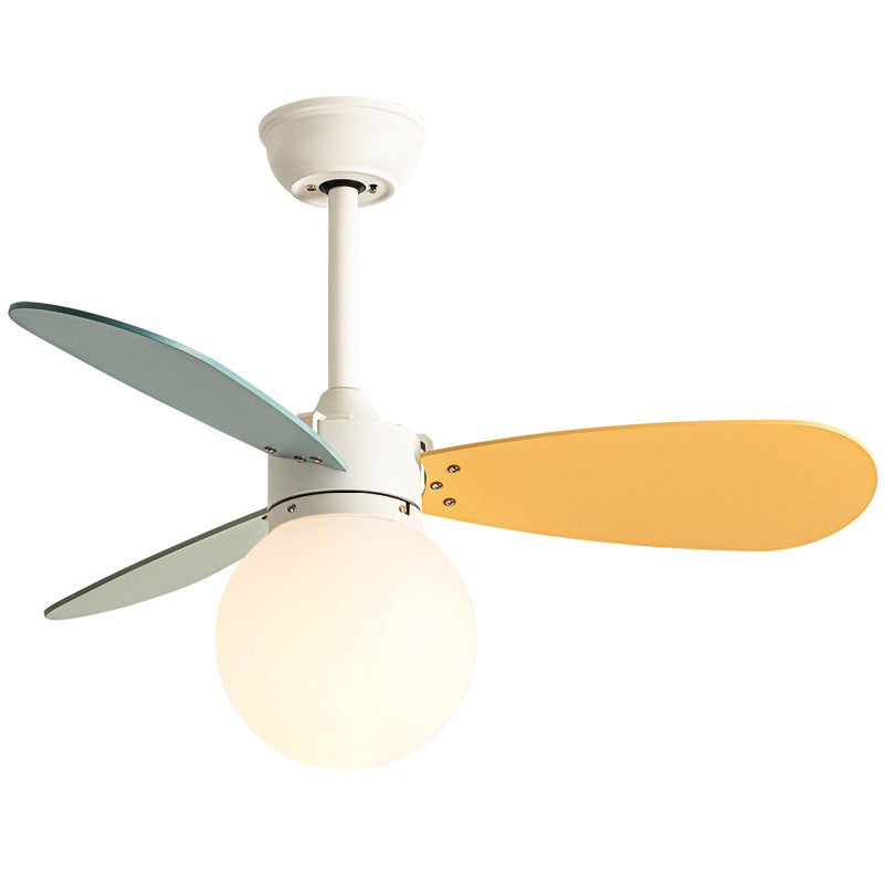 Nordic Wood Iron Acrylic Ball Fan Light