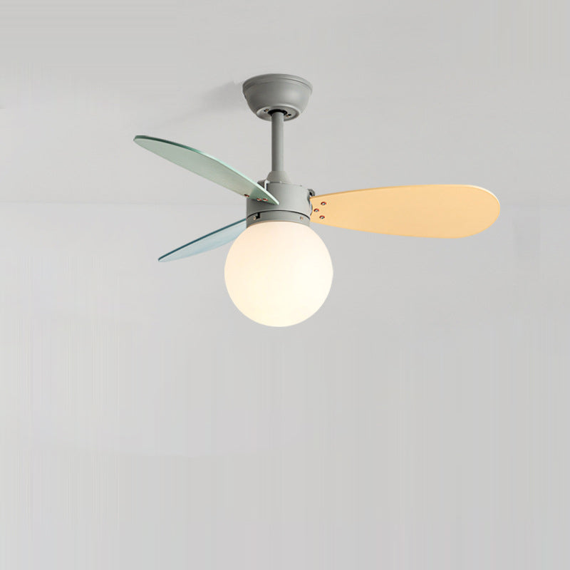 Nordic Wood Iron Acrylic Ball Fan Light