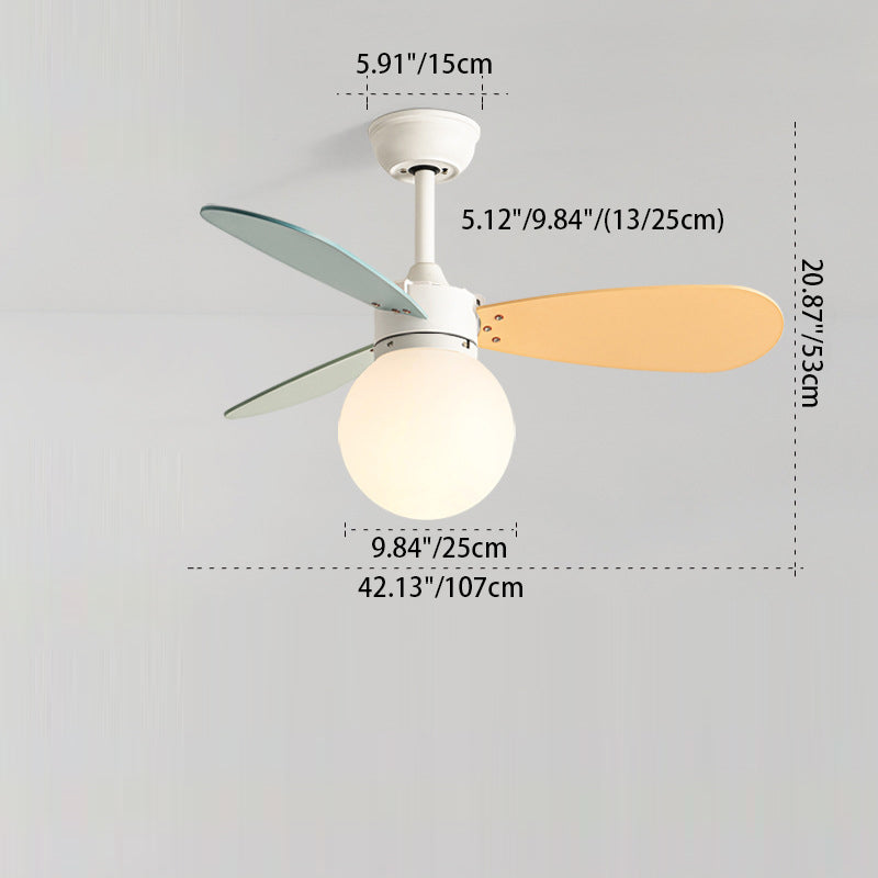 Nordic Wood Iron Acrylic Ball Fan Light