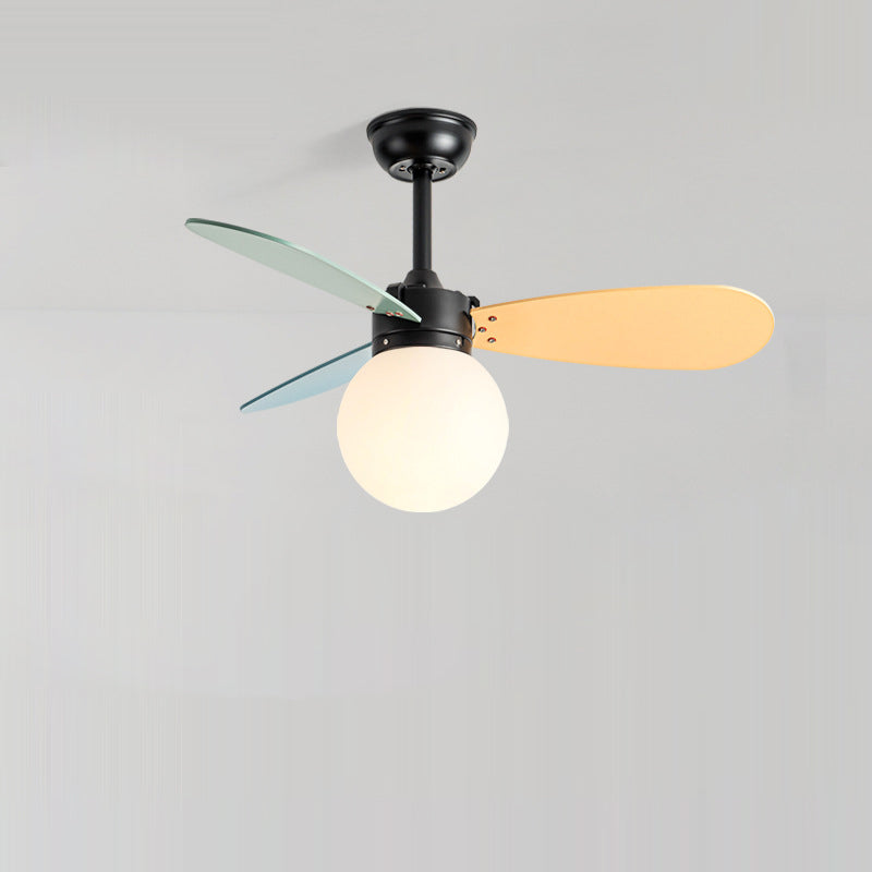 Nordic Wood Iron Acrylic Ball Fan Light
