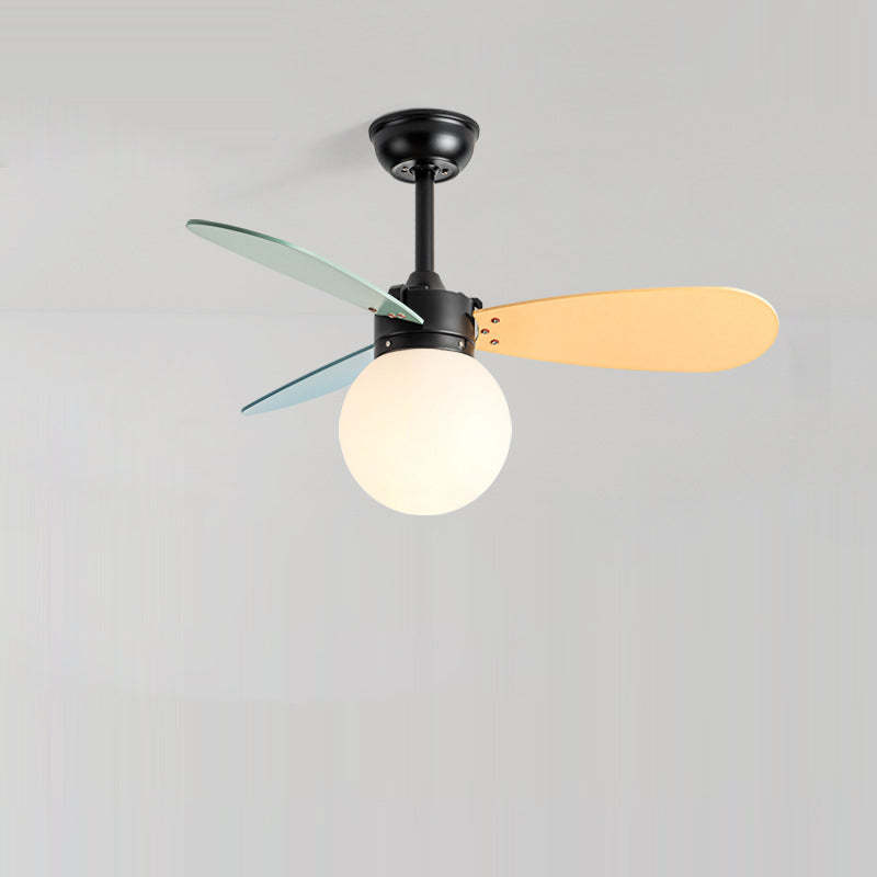 Nordic Wood Iron Acrylic Ball Fan Light