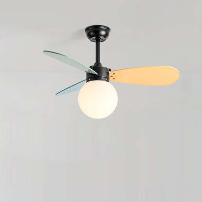 Nordic Wood Iron Acrylic Ball Fan Light