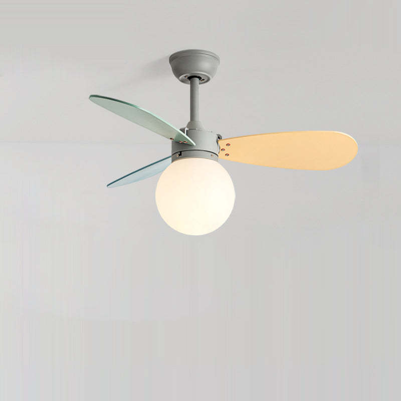 Nordic Wood Iron Acrylic Ball Fan Light