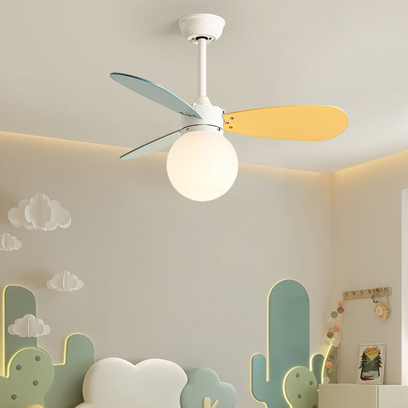 Nordic Wood Iron Acrylic Ball Fan Light