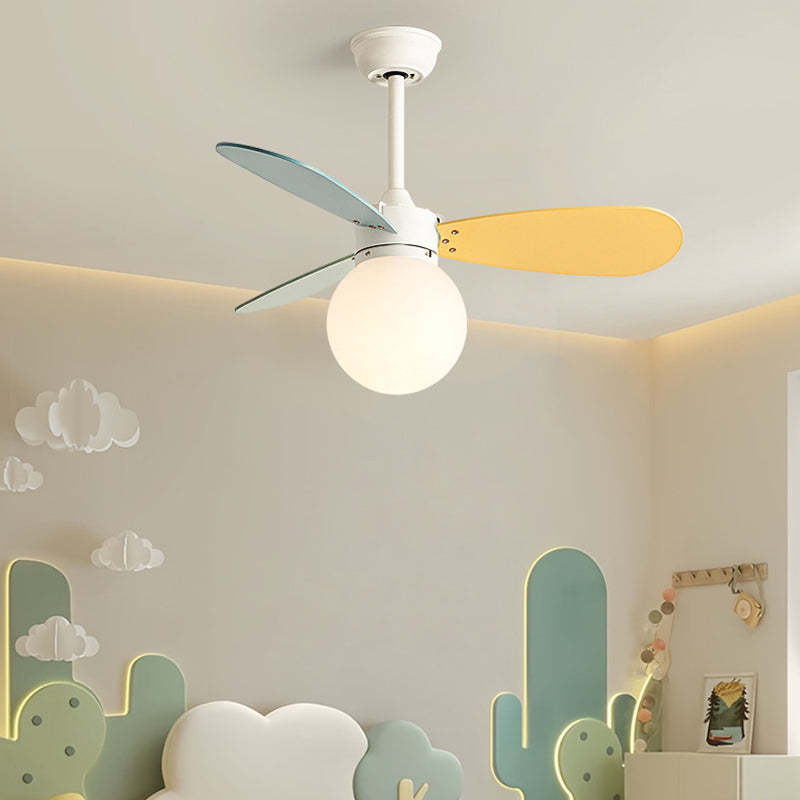 Nordic Wood Iron Acrylic Ball Fan Light