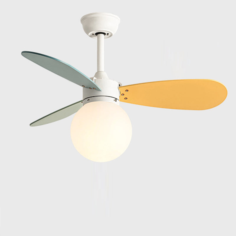 Nordic Wood Iron Acrylic Ball Fan Light