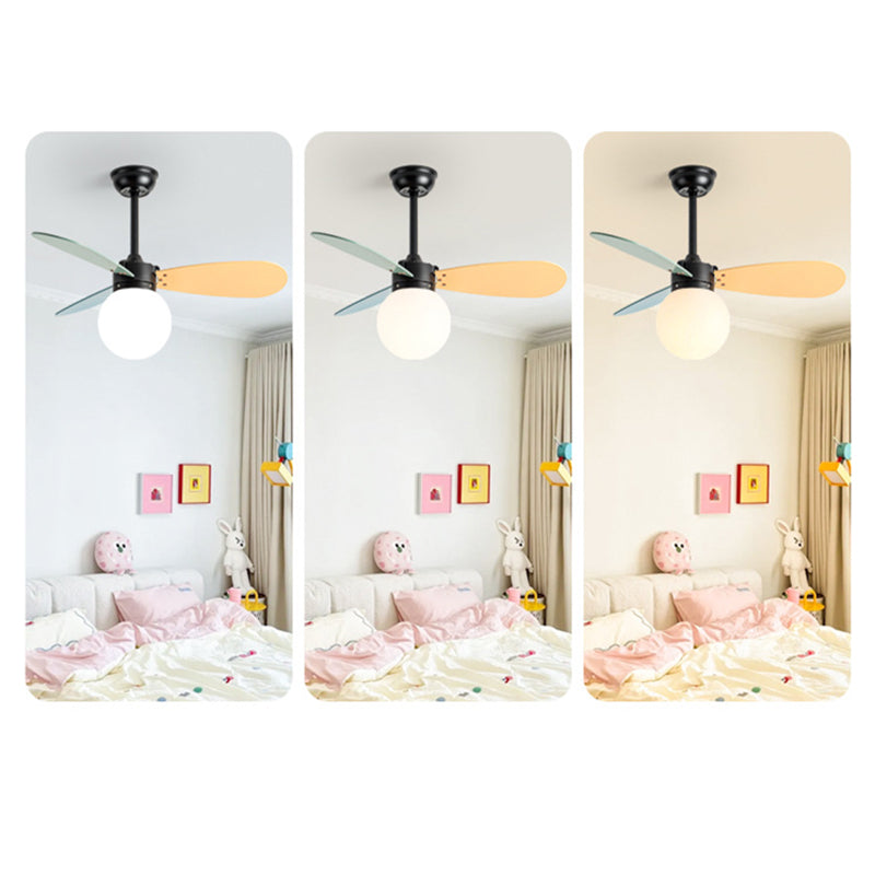 Nordic Wood Iron Acrylic Ball Fan Light