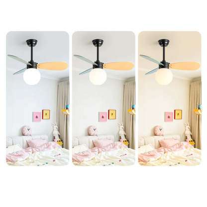 Nordic Wood Iron Acrylic Ball Fan Light