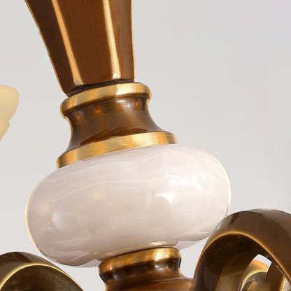 Rustic Copper Iron Glass Marble Column Bell Chandelier