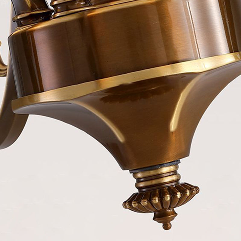 Rustic Copper Iron Glass Marble Column Bell Chandelier