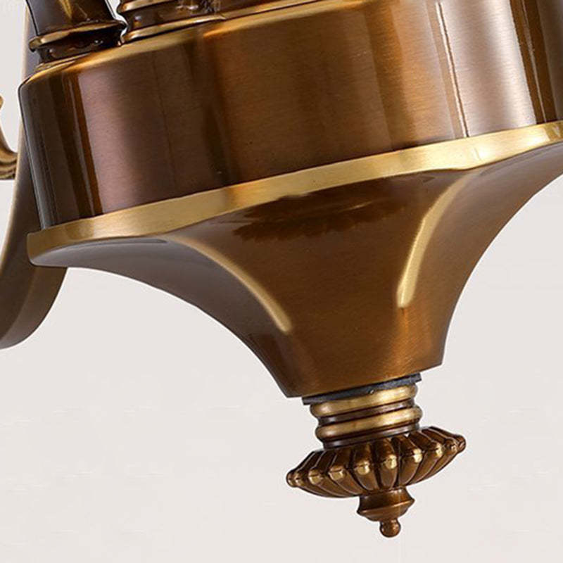 Rustic Copper Iron Glass Marble Column Bell Chandelier