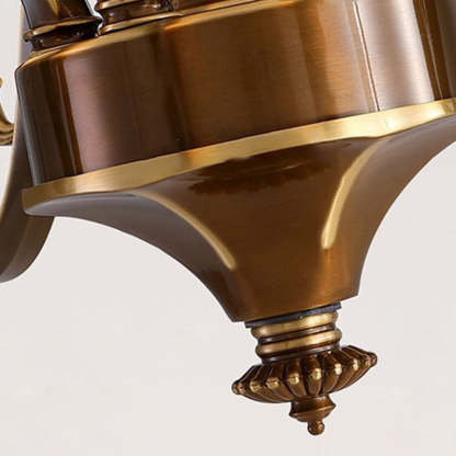 Rustic Copper Iron Glass Marble Column Bell Chandelier