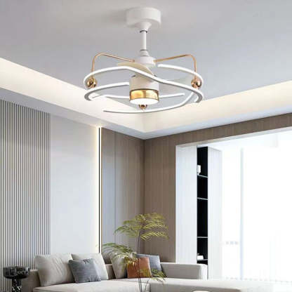 Black aluminum tornado ceiling fans - nordic — White & Gold / 220V-240V (UK/AU)