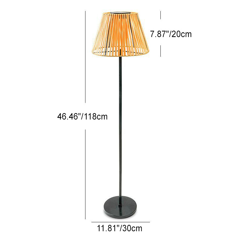 Japanese Solar Rechargeable Conic Woven Iron Floor Lamp