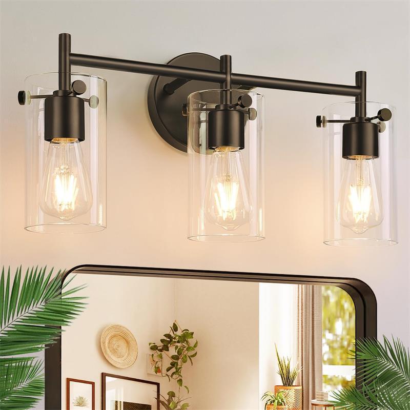 Industrial Metal Glass Cylinder Vanity Sconce