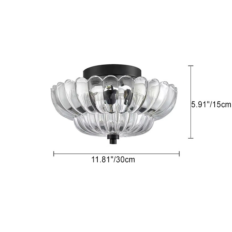 Retro Glass Iron Floral Petal Ceiling Light