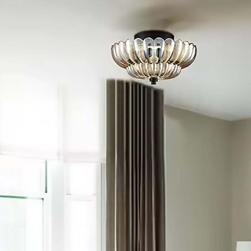 Retro Glass Iron Floral Petal Ceiling Light