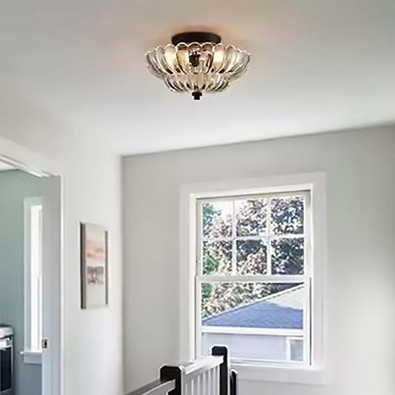 Retro Glass Iron Floral Petal Ceiling Light