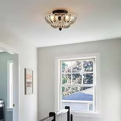 Retro Glass Iron Floral Petal Ceiling Light