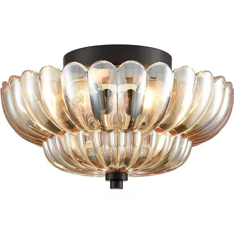 Retro Glass Iron Floral Petal Ceiling Light