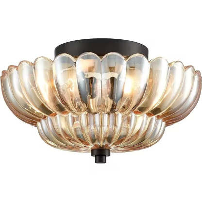 Retro Glass Iron Floral Petal Ceiling Light