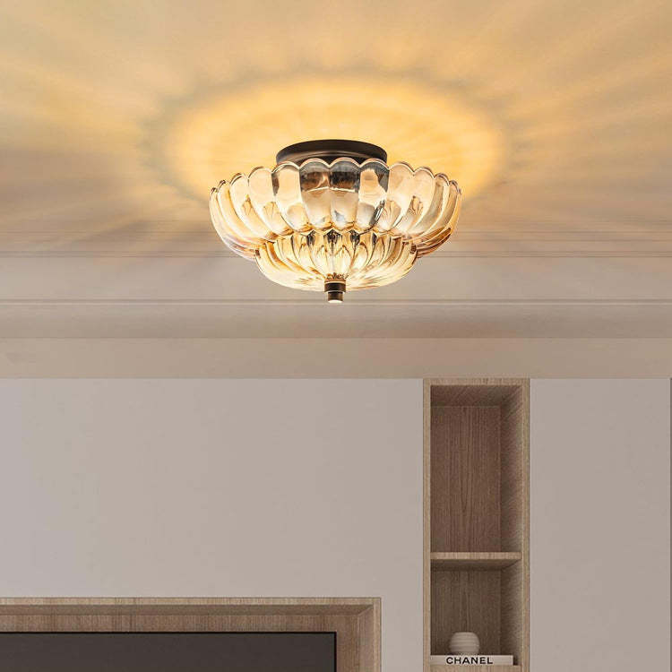 Retro Glass Iron Floral Petal Ceiling Light