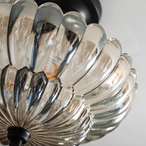 Retro Glass Iron Floral Petal Ceiling Light