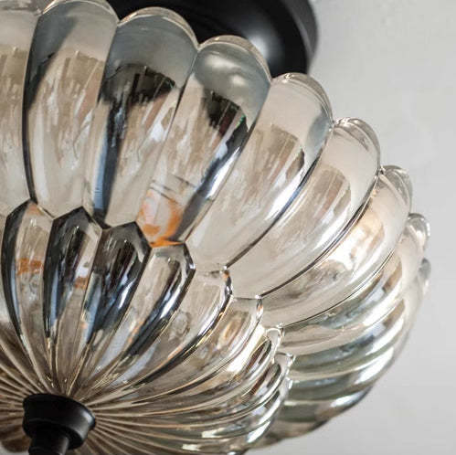 Retro Glass Iron Floral Petal Ceiling Light
