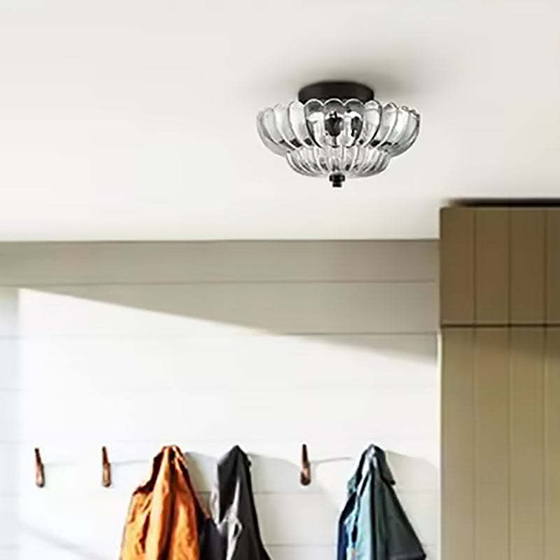 Retro Glass Iron Floral Petal Ceiling Light