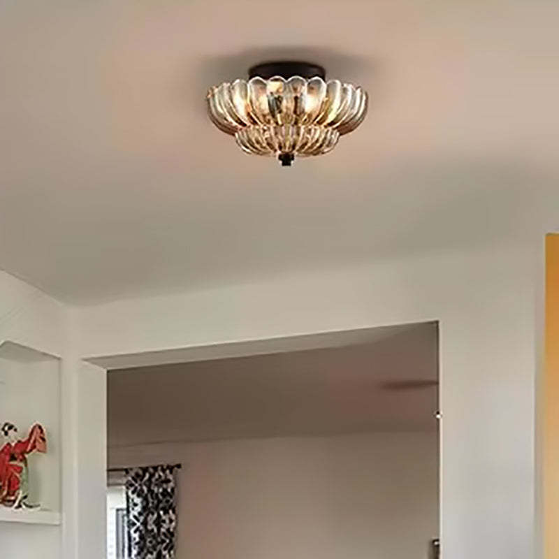 Retro Glass Iron Floral Petal Ceiling Light