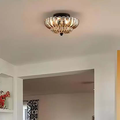 Retro Glass Iron Floral Petal Ceiling Light