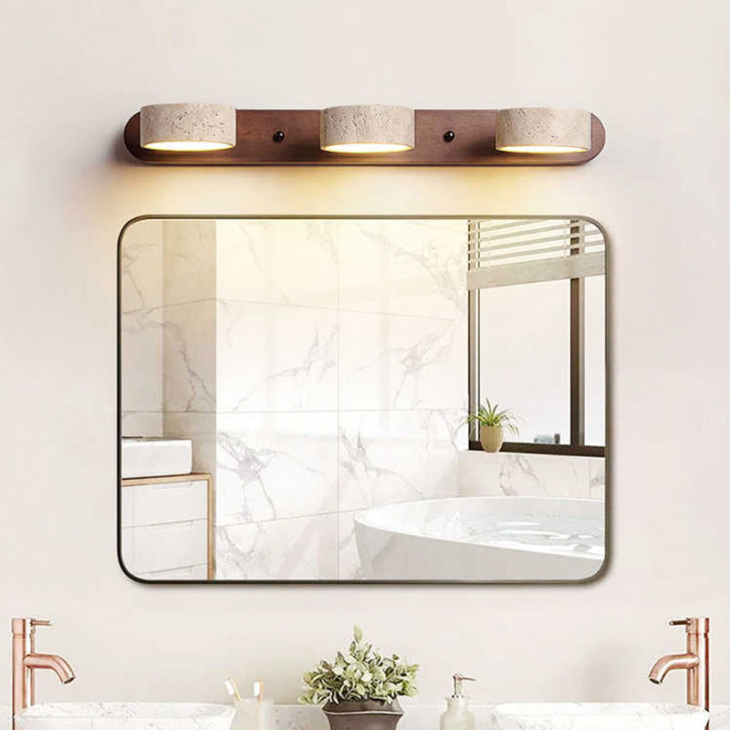 Japanese Travertine Wood Rotatable LED Vanity Wall Sconce