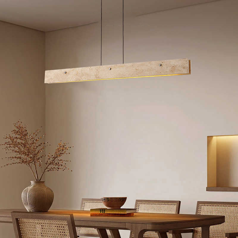 Japanese Travertine Aluminum Island Chandelier