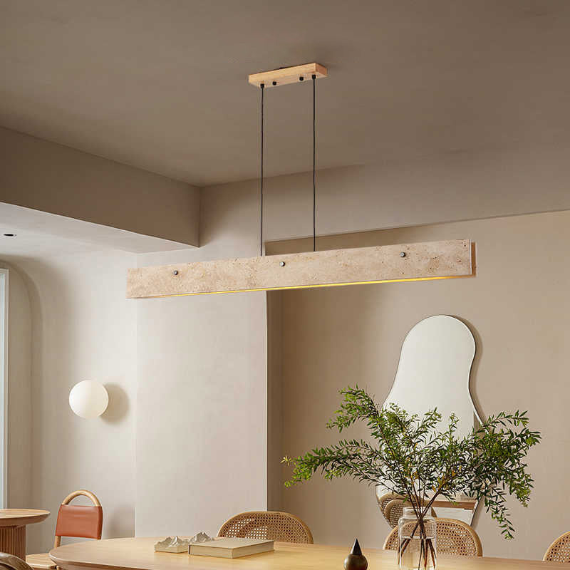 Japanese Travertine Aluminum Island Chandelier — Infinitely Dimmable / 110V-120V For US/CA