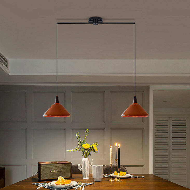 Vintage Iron Conic 1/2-Light Pendant — 2 / 110V-120V For US/CA