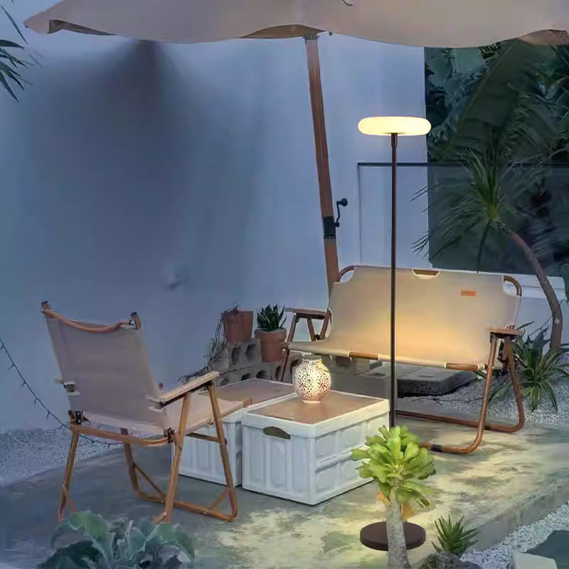 Modern Solar Round Aluminum LED Outdoor Floor Lamp