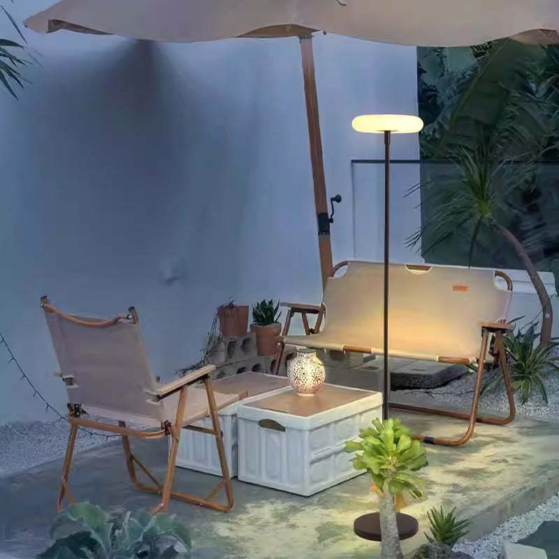 Modern Solar Round Aluminum LED Outdoor Floor Lamp