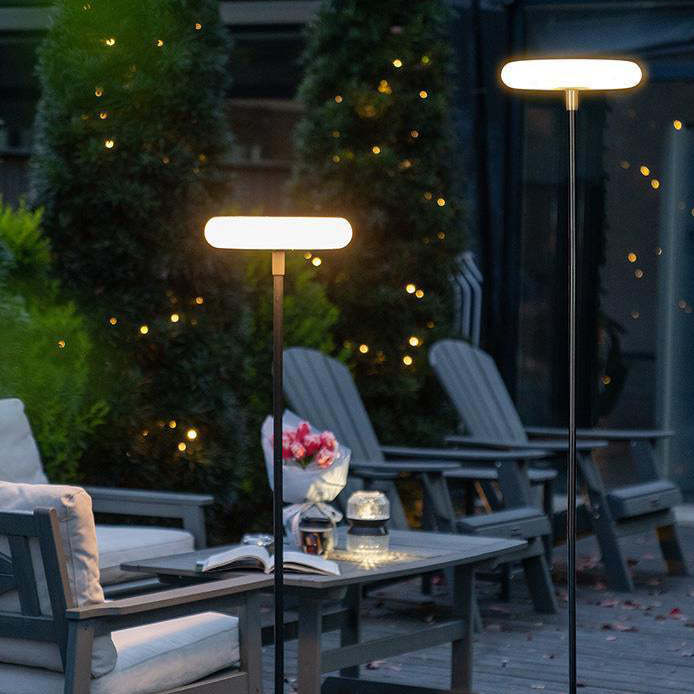Modern Solar Round Aluminum LED Outdoor Floor Lamp