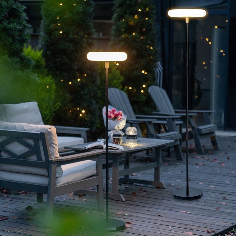 Modern Solar Round Aluminum LED Outdoor Floor Lamp