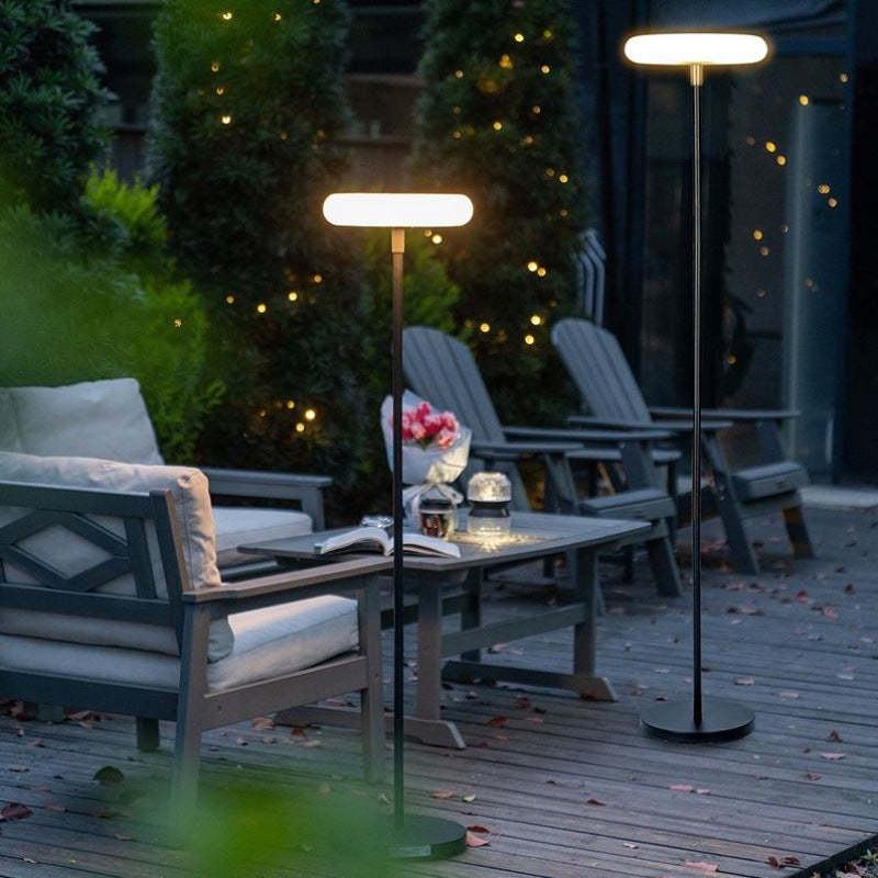 Modern Solar Round Aluminum LED Outdoor Floor Lamp
