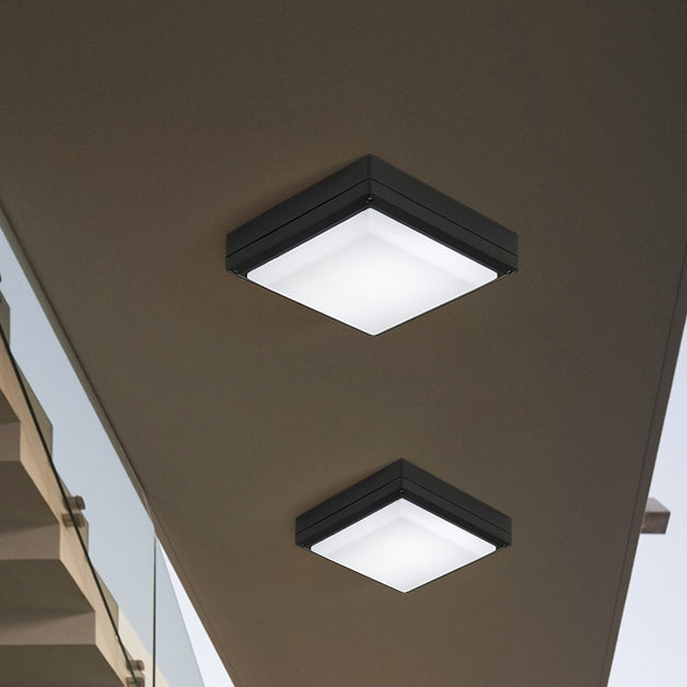 Waterproof Aluminum Acrylic Square LED Outdoor Flush Light — E / White Light (5000K) / 110V-120V For US/CA