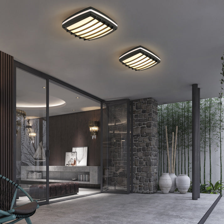 Waterproof Aluminum Acrylic Square LED Outdoor Flush Light — A / White Light (5000K) / 110V-120V For US/CA