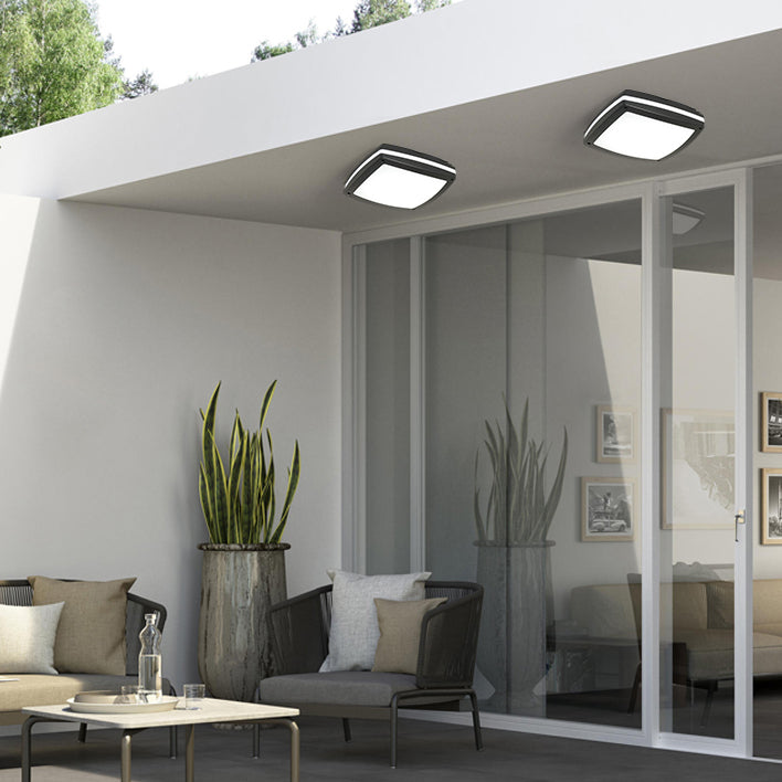 Waterproof Aluminum Acrylic Square LED Outdoor Flush Light — B / Warm Light(3000K) / 110V-120V For US/CA