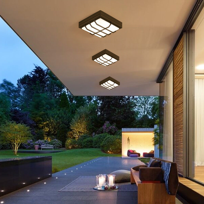 Waterproof Aluminum Acrylic Square LED Outdoor Flush Light — F / Warm Light(3000K) / 110V-120V For US/CA