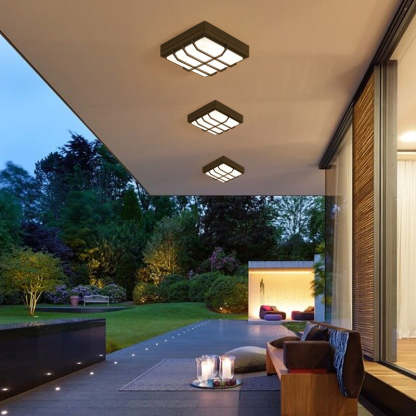 Waterproof Aluminum Acrylic Square LED Outdoor Flush Light — F / Warm Light(3000K) / 110V-120V For US/CA