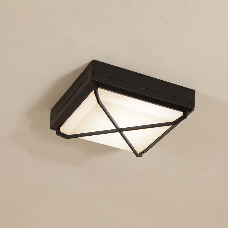 Waterproof Aluminum Acrylic Square LED Outdoor Flush Light — E / Warm Light(3000K) / 110V-120V For US/CA