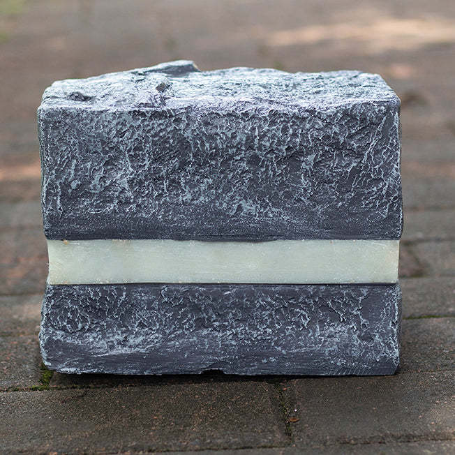 Solar Resin Glass Fiber Faux Stone Stripe Cube Light