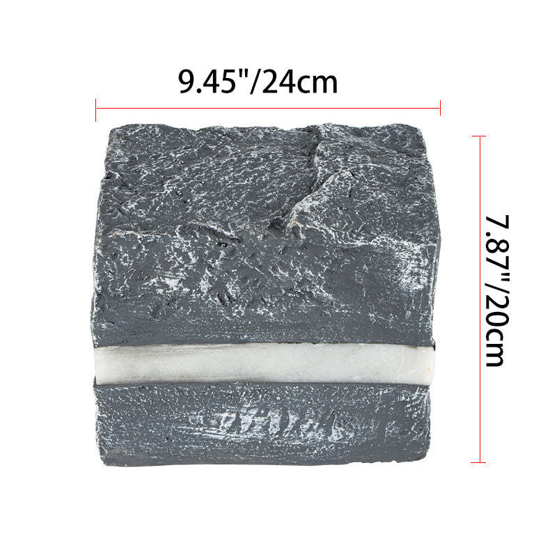 Solar Resin Glass Fiber Faux Stone Stripe Cube Light