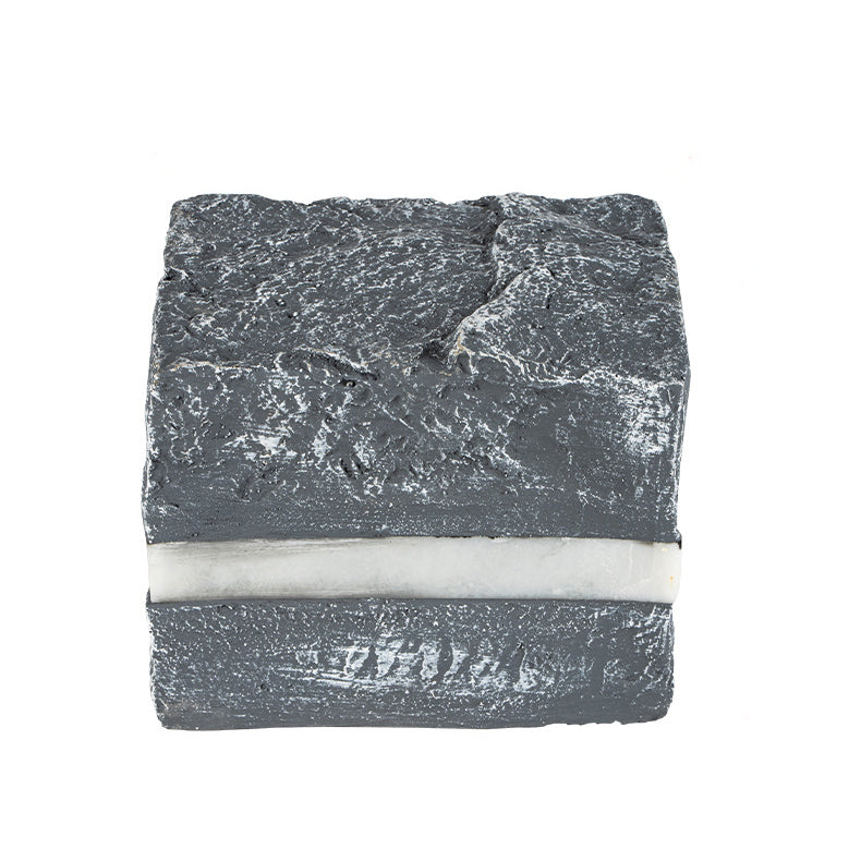 Solar Resin Glass Fiber Faux Stone Stripe Cube Light